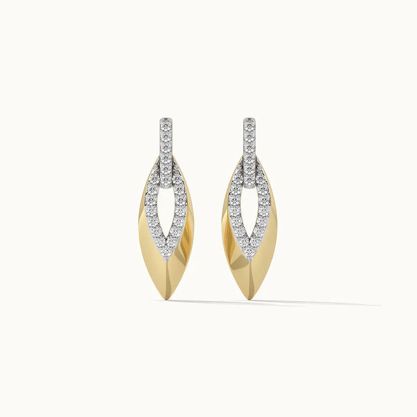 Hollow Leaf Diamond Earrings