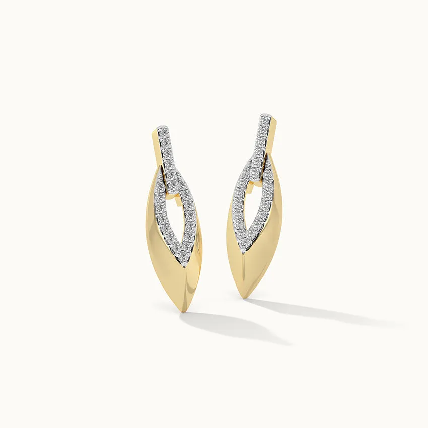 Hollow Leaf Diamond Earrings