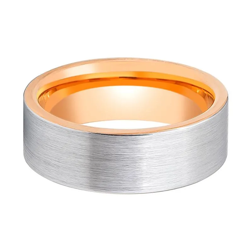 ICON | Tungsten Ring  Pipe Cut Rose Gold