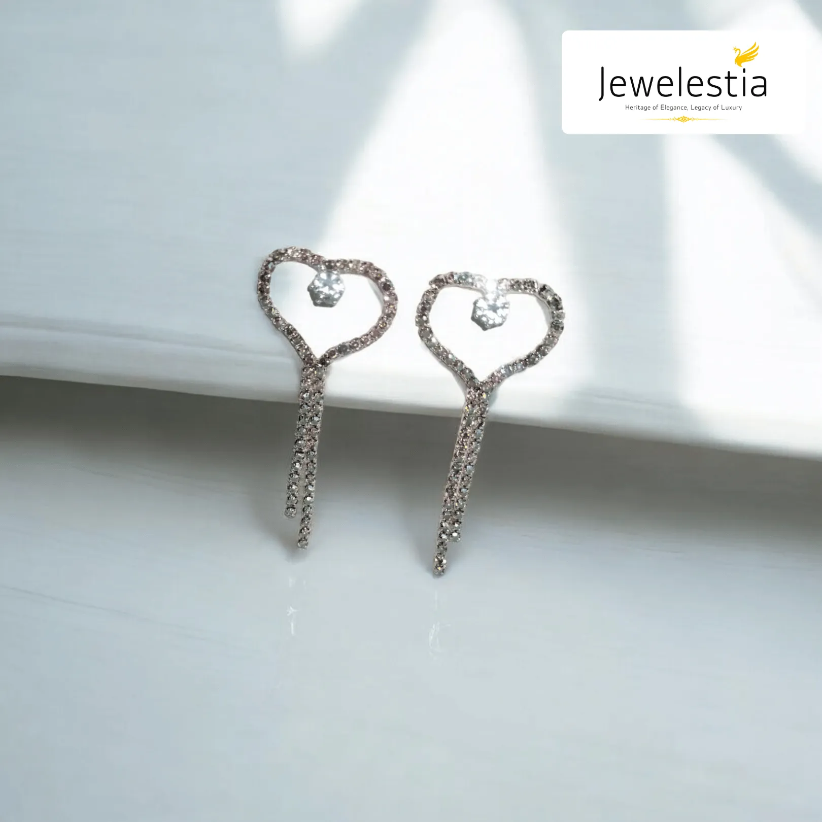 Jewelestia Heart Crystal Dangle Earrings