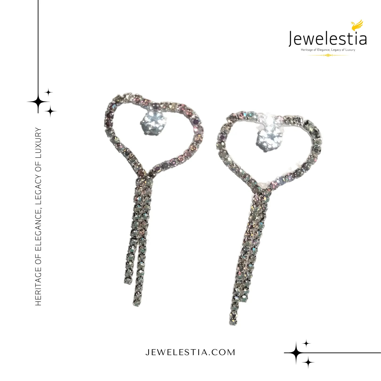 Jewelestia Heart Crystal Dangle Earrings