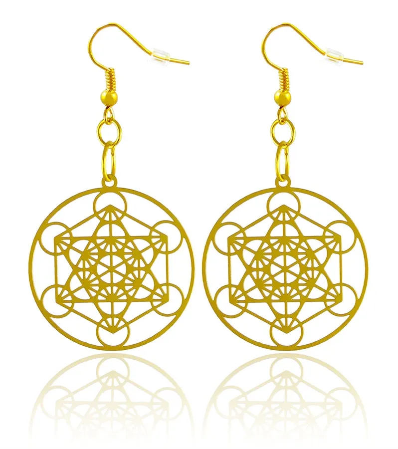 Large Metatrons Cube Lightweight Earrings