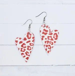 Leopard Heart Leather Earrings