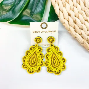 Light Up The Night Seed Bead Teardrop Earrings in Yellow