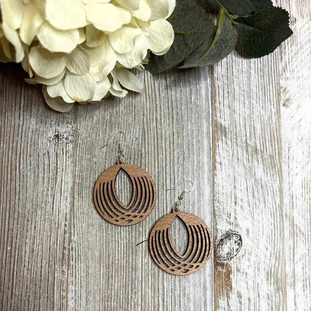 Lightweight|Wood|Earrings|Intricate|Round|Laser cut