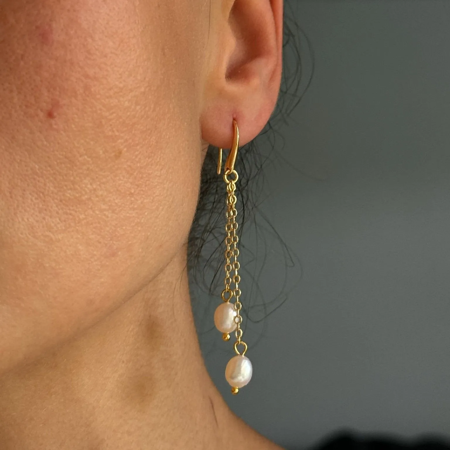 Long Pearl Drop Earrings