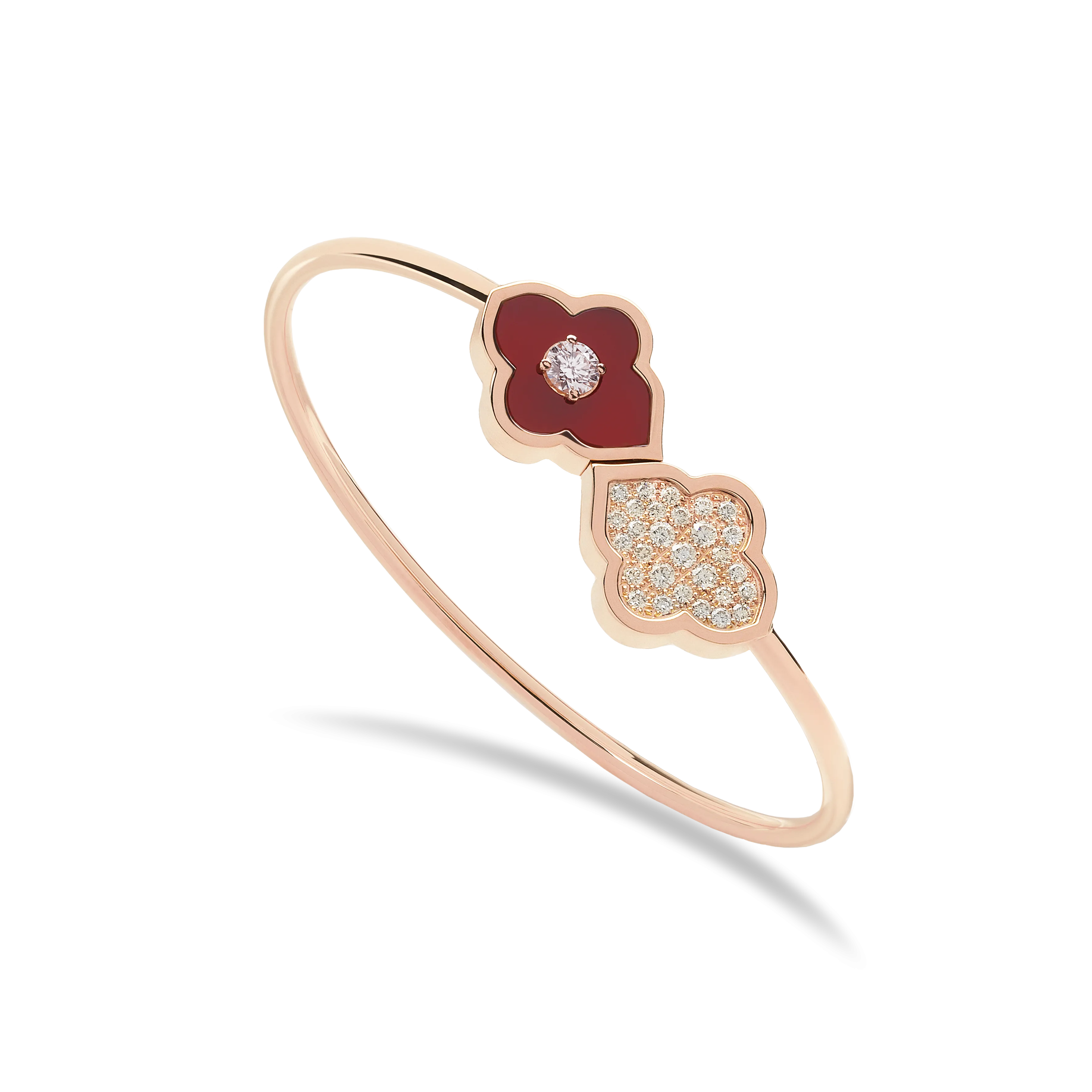 LUCE COLOUR - BRACELET FLEX TOI ET MOI ROSE GOLD PAVE CORNELIAN & 1 DIAMOND