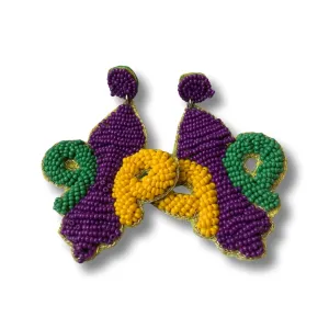 Mardi Gras Beaded Fluer De Lis Earrings