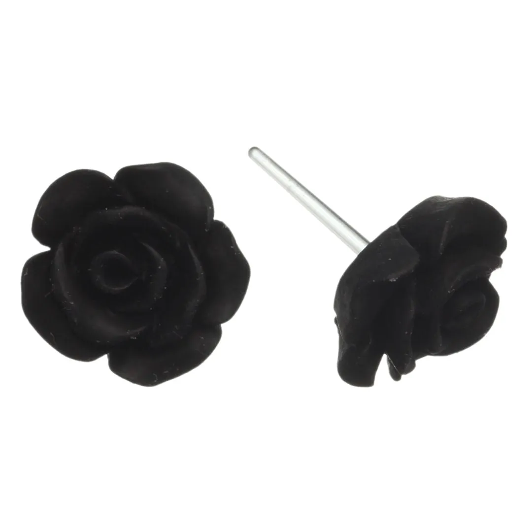 Matte Rose Studs Hypoallergenic Earrings for Sensitive Ears Made with Plastic Posts