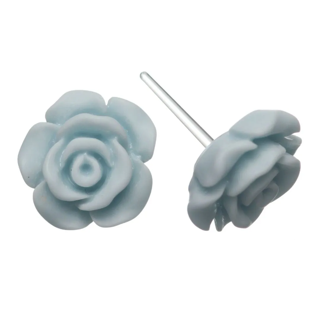 Matte Rose Studs Hypoallergenic Earrings for Sensitive Ears Made with Plastic Posts