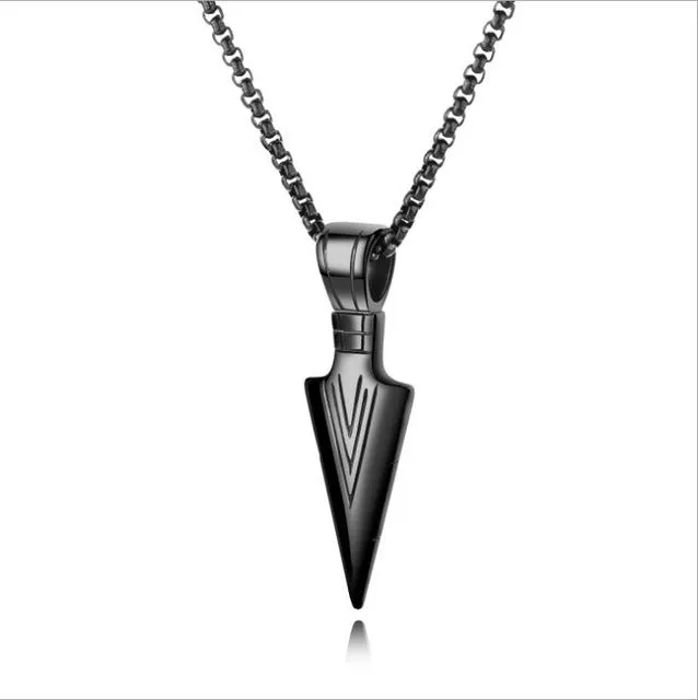 Men's Fashion Jewelry Gold Silver black Arrow Head Pendant Long Chain Necklace mens stainless steel necklaces