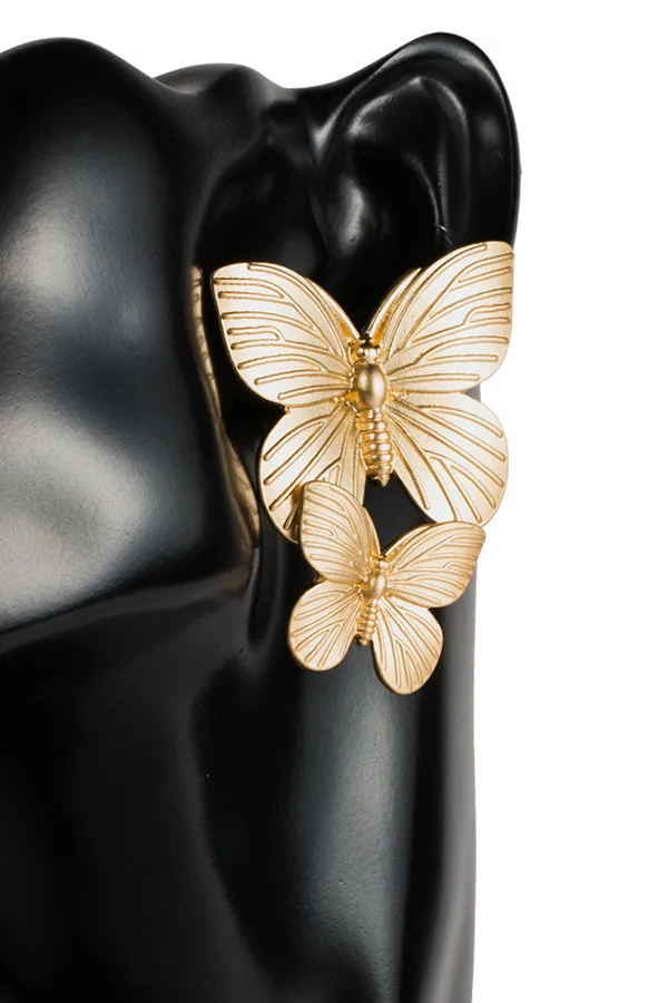 Metallic Two Butterfly Earrings