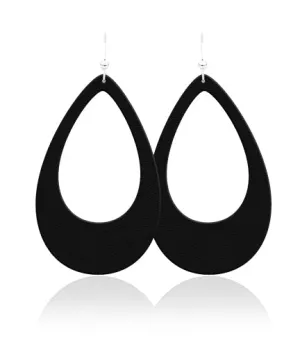 Midnight Cutout Teardrop Leather Earrings