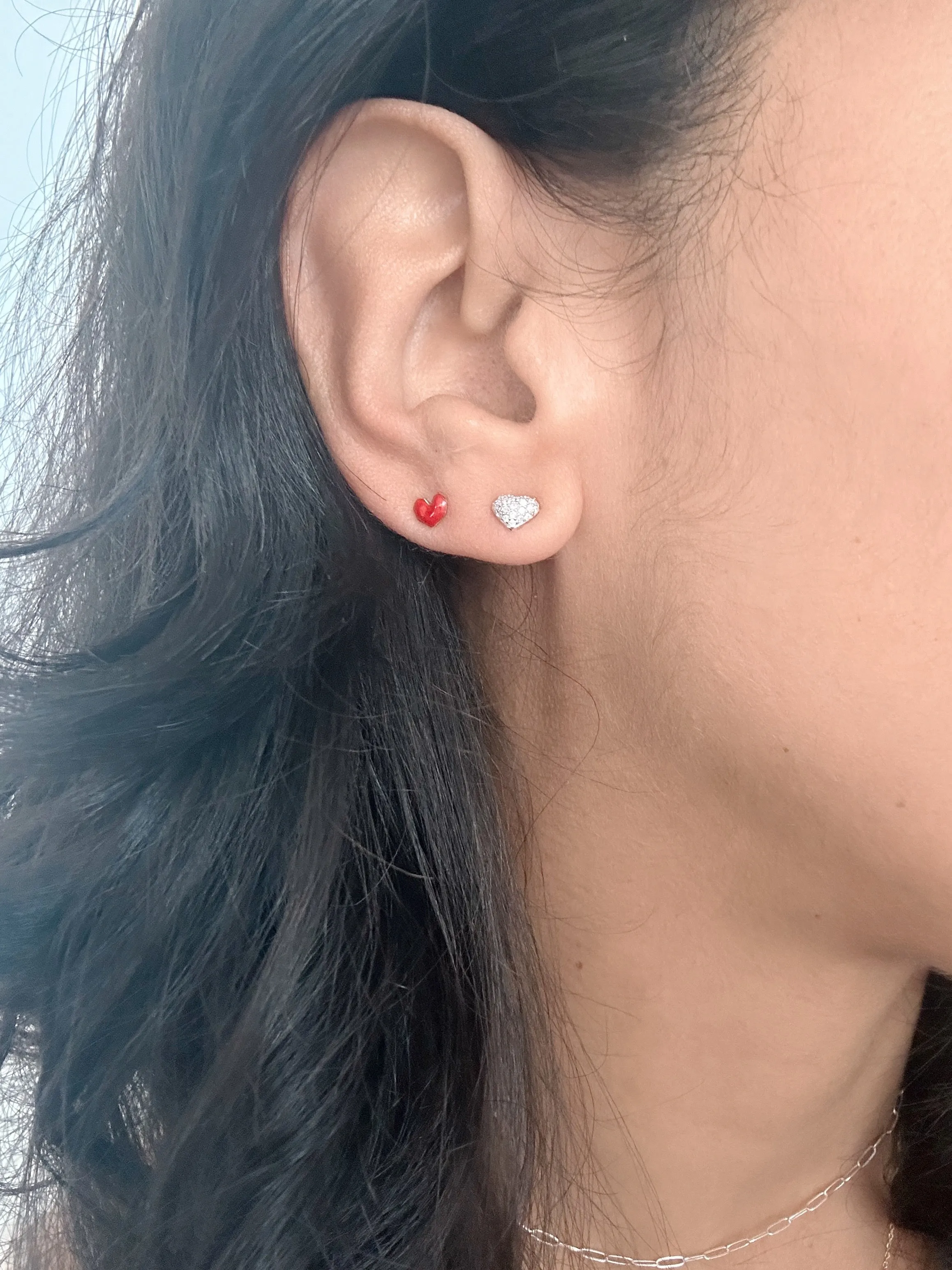 Mini Silver Heart Studs