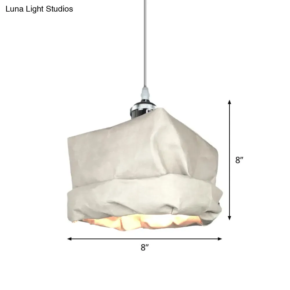 Modern Kraft Paper Pendant Light - Sleek Sack Shape, White Ceiling Suspension Lamp