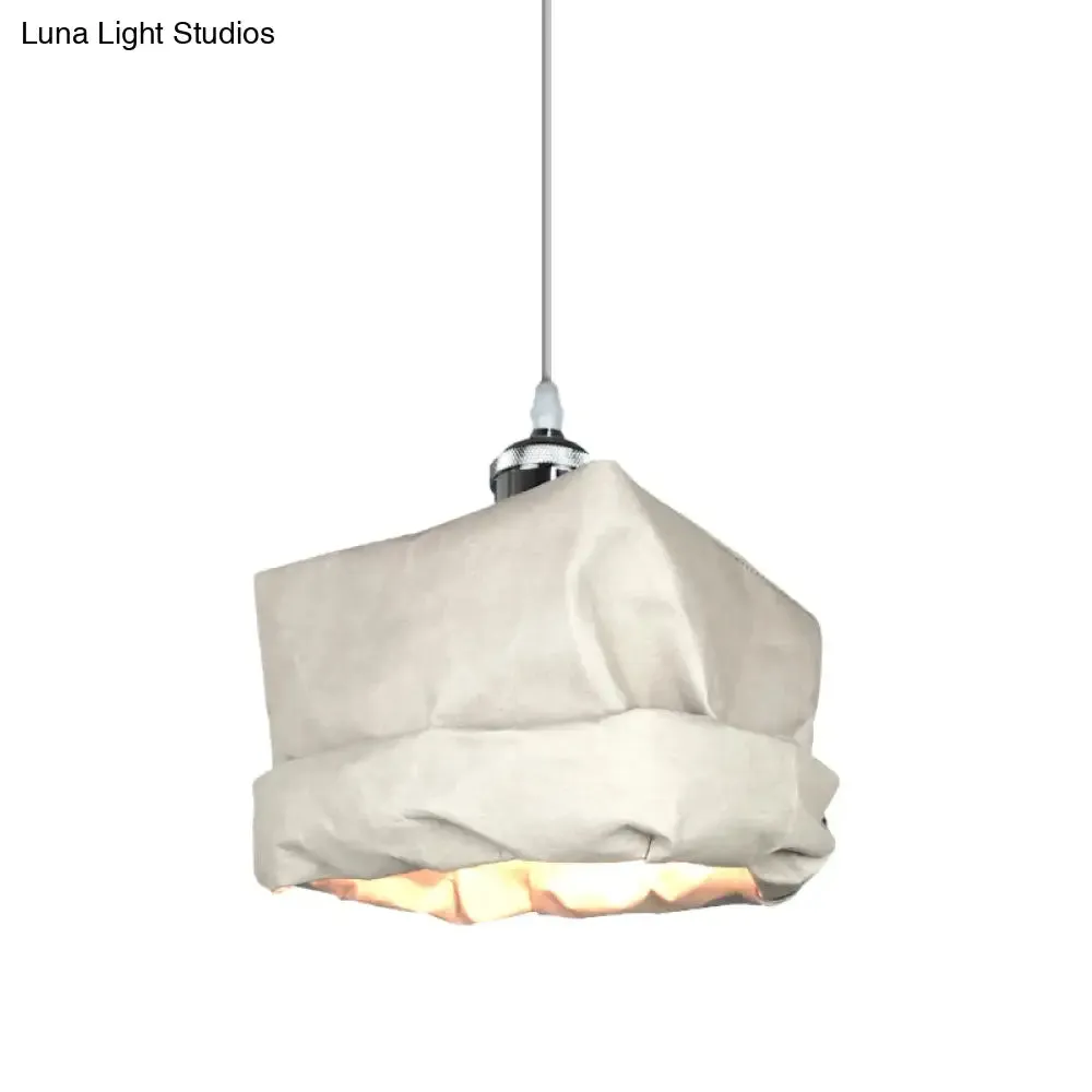 Modern Kraft Paper Pendant Light - Sleek Sack Shape, White Ceiling Suspension Lamp