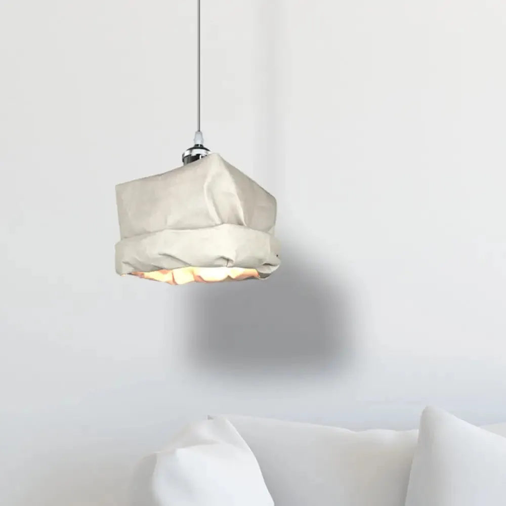 Modern Kraft Paper Pendant Light - Sleek Sack Shape, White Ceiling Suspension Lamp