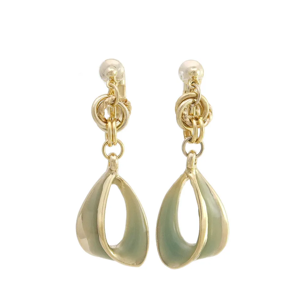 Muted Tone Clip On Drop Earrings