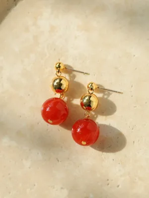 Natural Red  Agate Drop Earrings