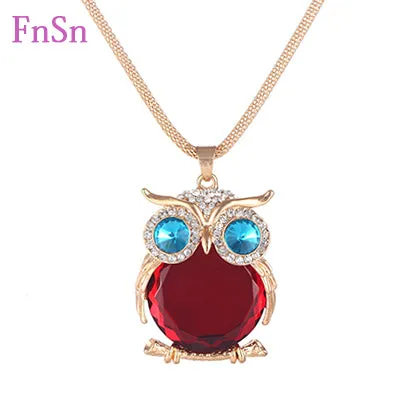 New 2017 Hot Summer choker Necklace&Pendant Owl Women Trendy Crystal Long Link Chain Zinc Alloy Gold Color Animal Jewellery Gift