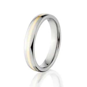 New 4mm Wide Titanium Wedding Ring With 14k Yellow Gold Inlay, Free Sizing Jewelry 4-17: 4HR11GBR-14KINLAY