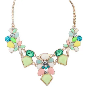 New Arrival Resin Fashion Colorful Cute Charm Gem Flower Choker Necklaces & Pendants Fashion Jewelry Woman Gift Summer style