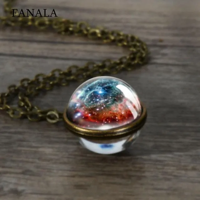 New Fashion Double-sided Glass Ball Charm Jewelry Necklace