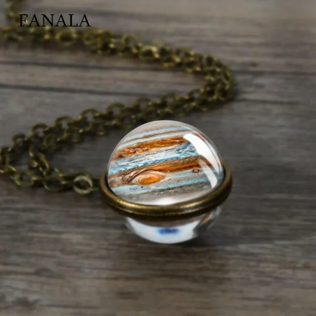 New Fashion Double-sided Glass Ball Charm Jewelry Necklace