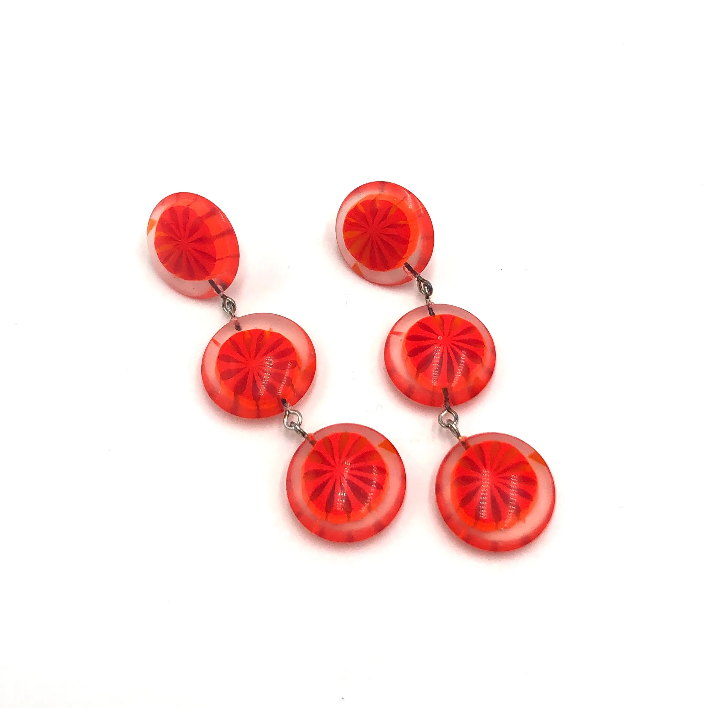 Orange Slice Citrus Tri Dot Earrings