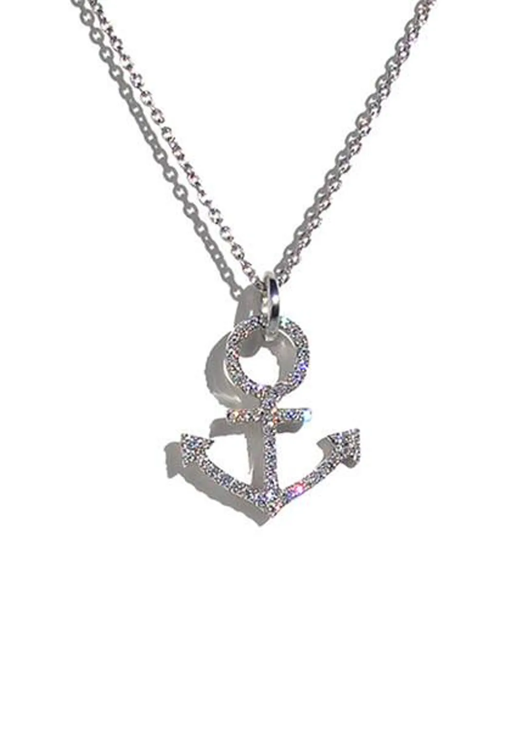 Oster Collection 18KWG Diamond Anchor Pendant