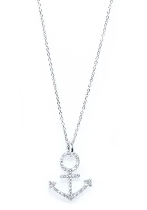 Oster Collection 18KWG Diamond Anchor Pendant