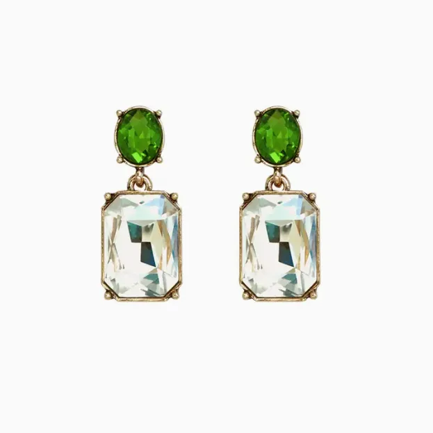 Oval Twin Gem Earrings