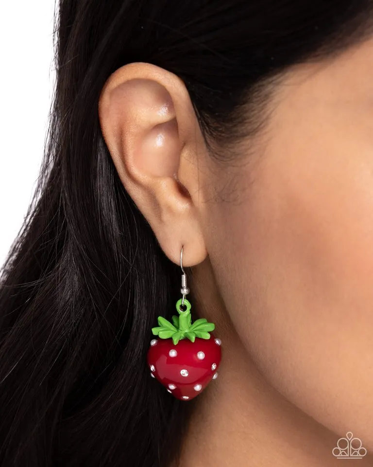 Paparazzi Earring ~ Strawberry Sentiment - Red