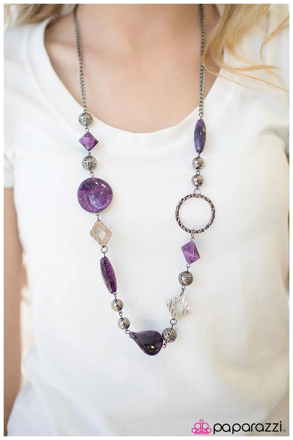 Paparazzi Necklace ~ All Mixed Up - Purple