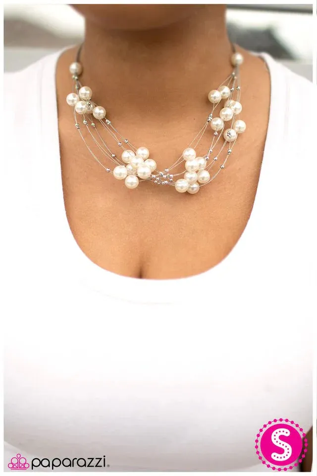 Paparazzi Necklace ~ Pearl Armada - White