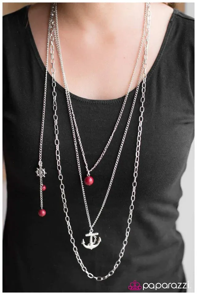 Paparazzi Necklace ~ Sailing the Radiant Seas - Red