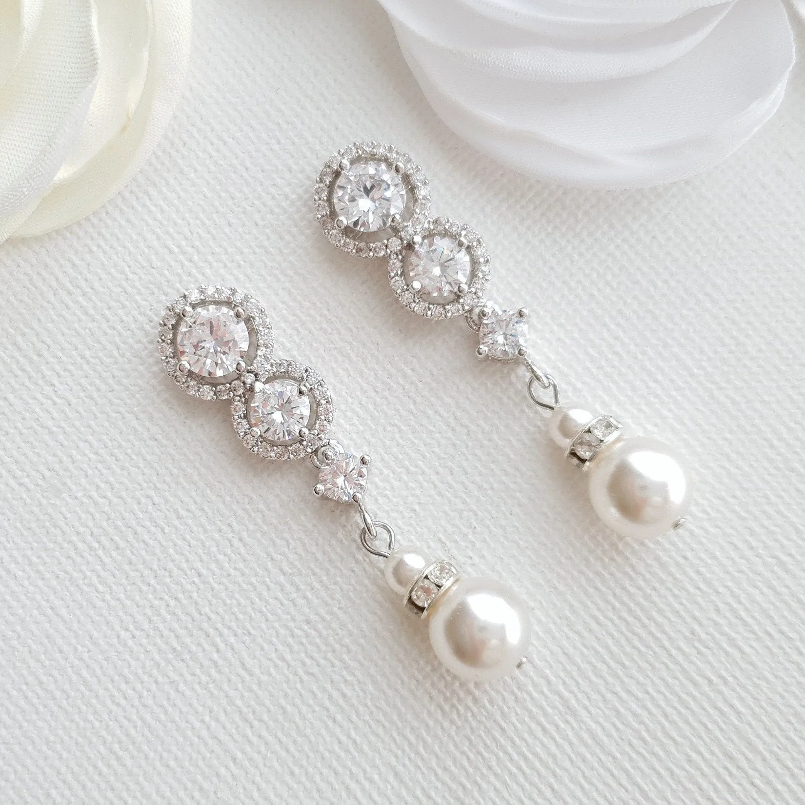 Pearl Drop Bridal Earrings- Sarah