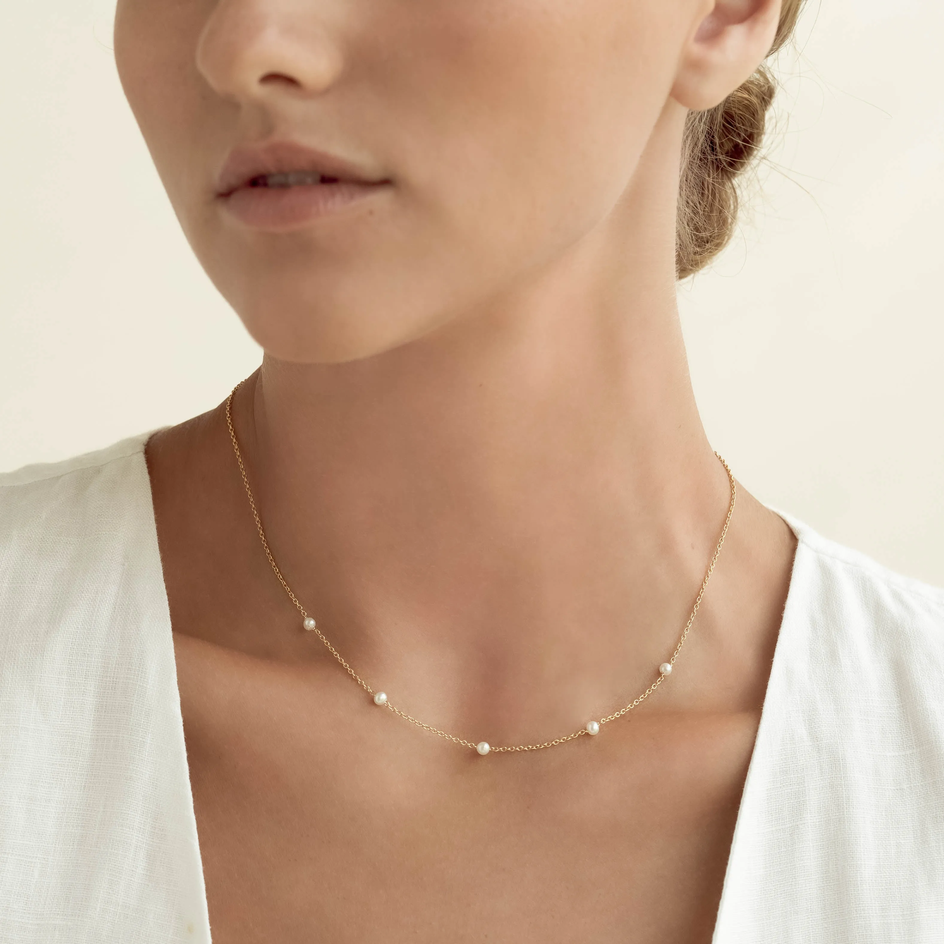 Pearl Station Necklace - Adara