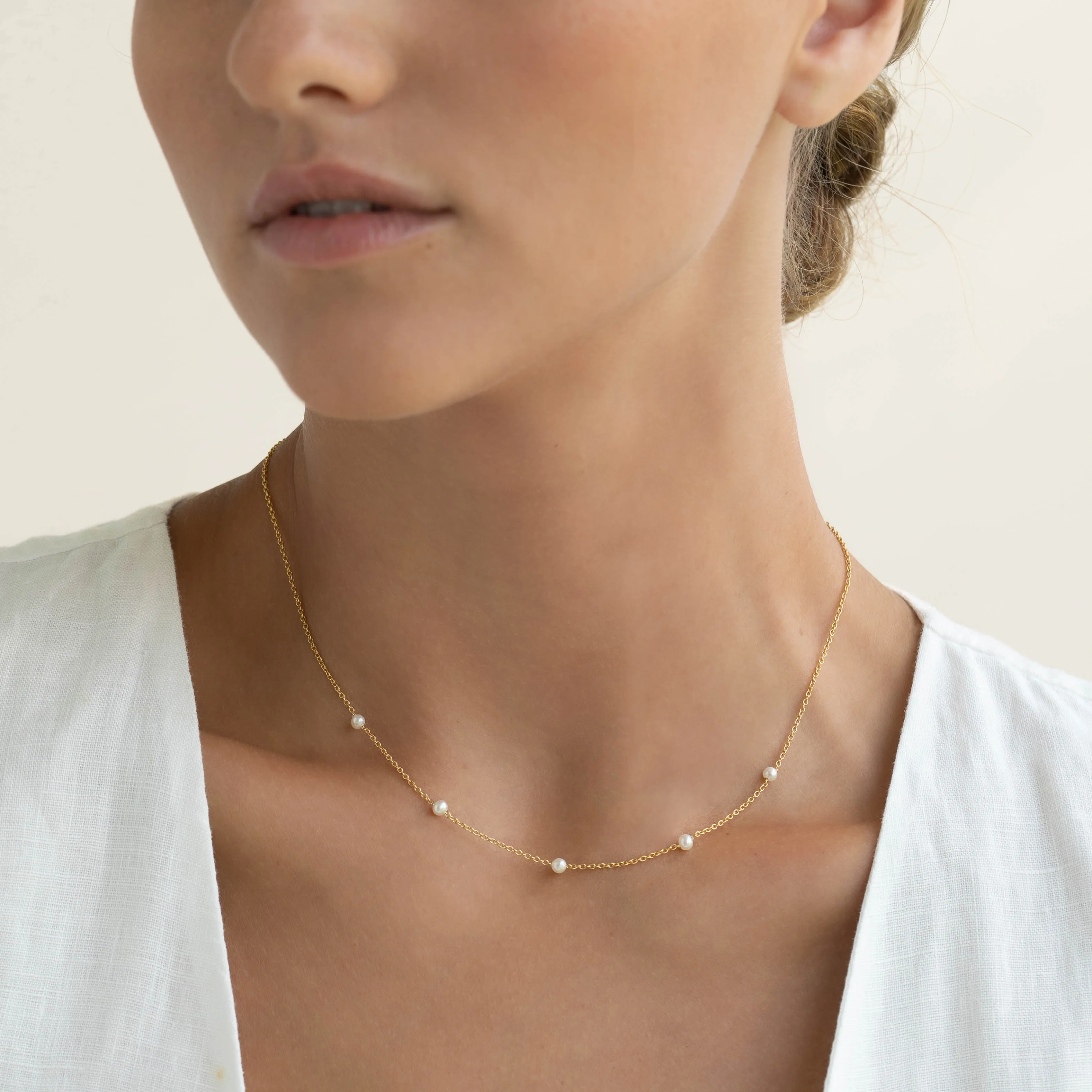 Pearl Station Necklace - Adara