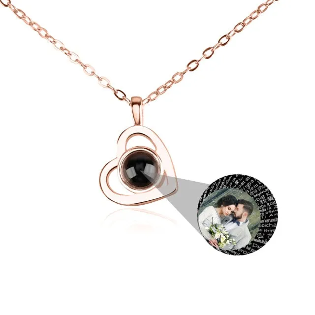 Personalized heart shape Projection Photo Necklace Custom Pendant