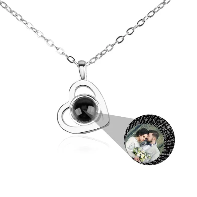 Personalized heart shape Projection Photo Necklace Custom Pendant