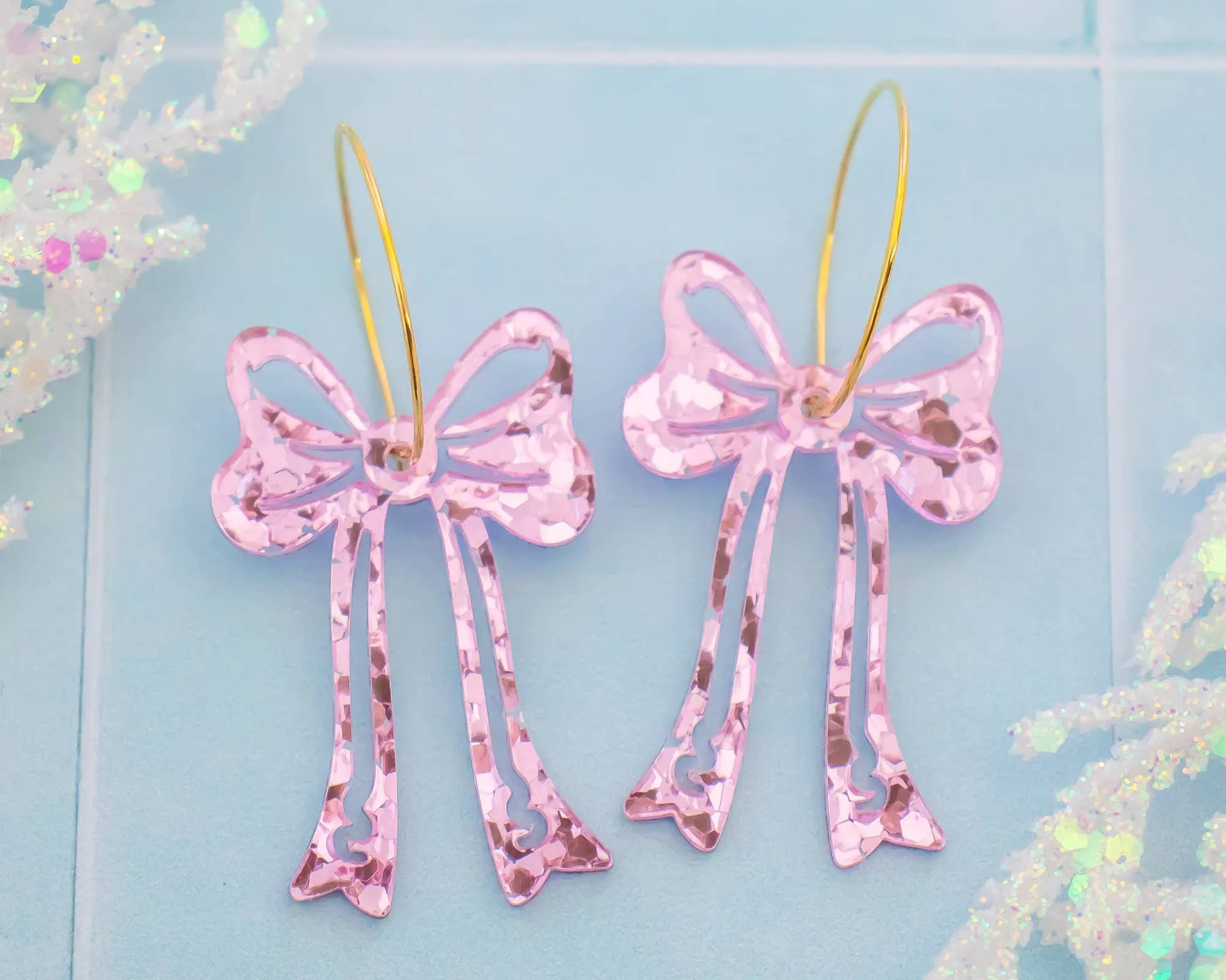 Pink Bow Earrings