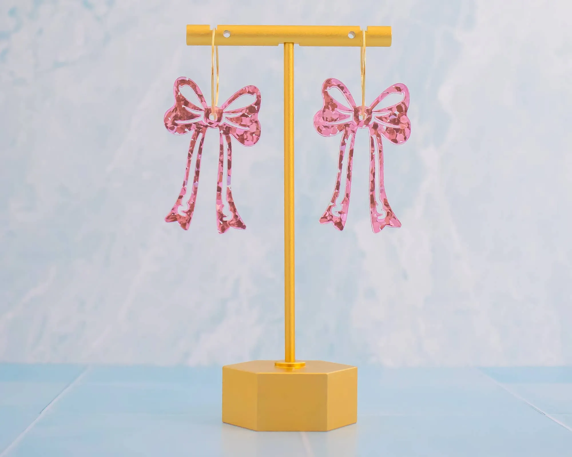 Pink Bow Earrings