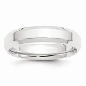 Platinum 5mm Polished Beveled Edge Wedding Band Ring