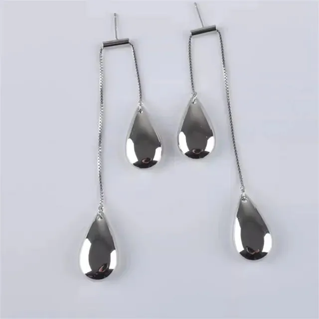 Pre Order: Long Metal Pendant Stud Earrings