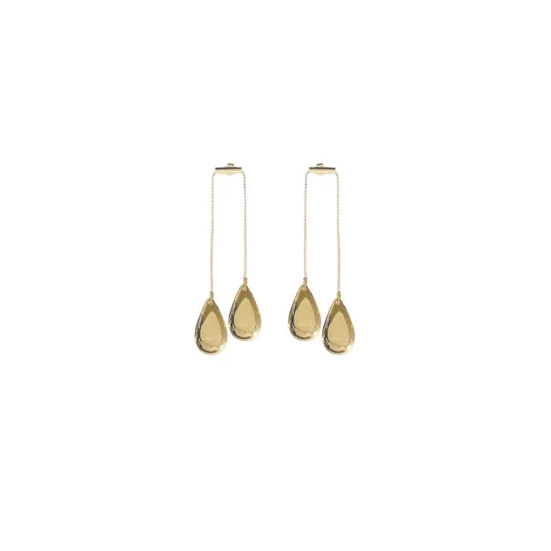 Pre Order: Long Metal Pendant Stud Earrings