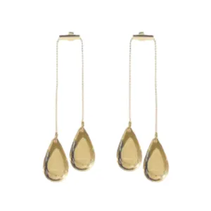 Pre Order: Long Metal Pendant Stud Earrings