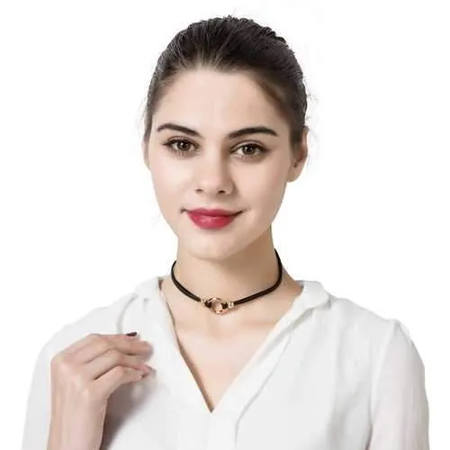 Punk Women's Choker Dacron Circle Charm Simple Style Clavicle Necklace Clothing Accessories