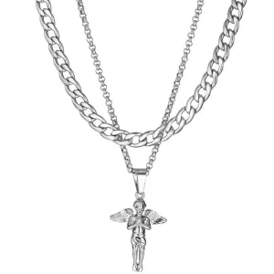 "Hip Hop Angel Pendant Double Wave" Necklaces