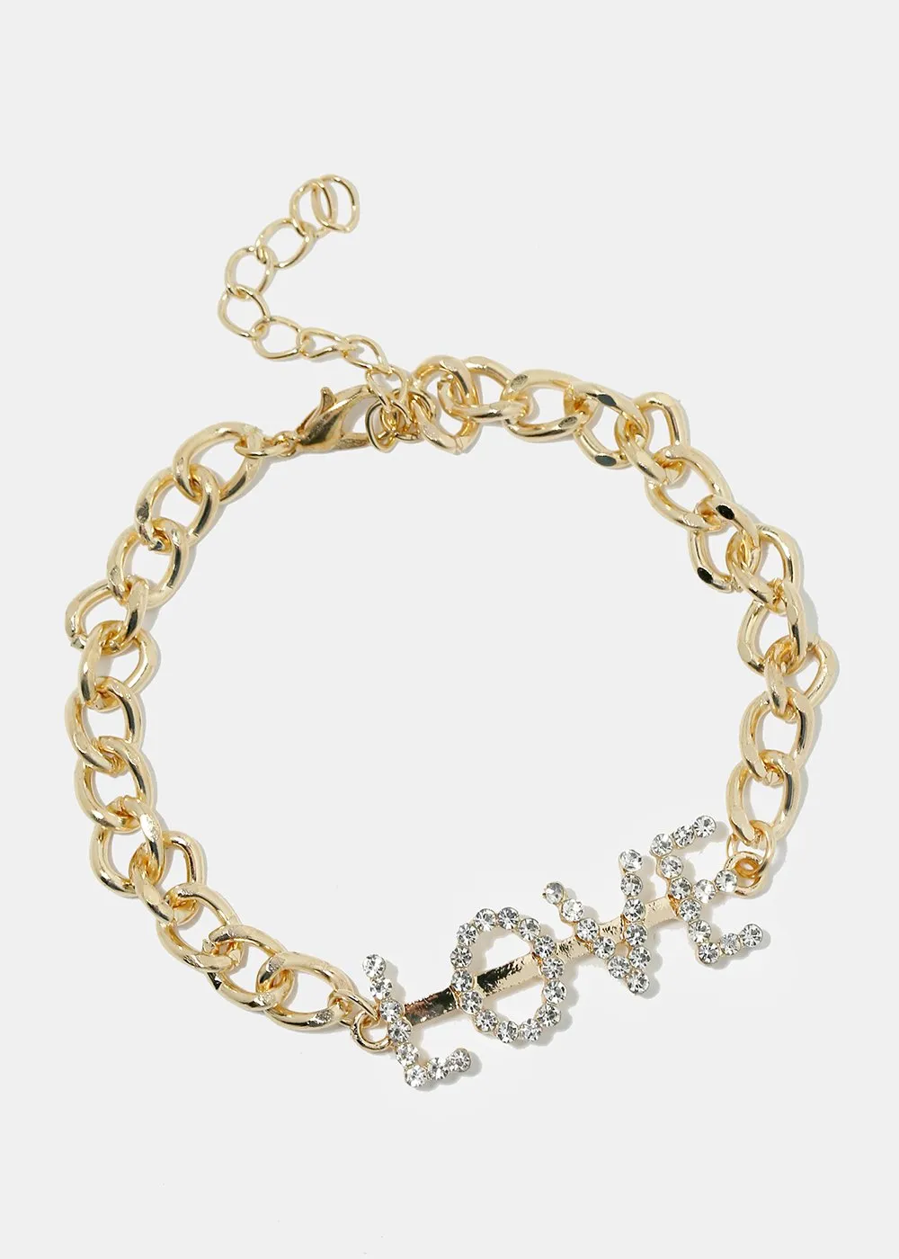 "LOVE" Rhinestone Chain Bracelet